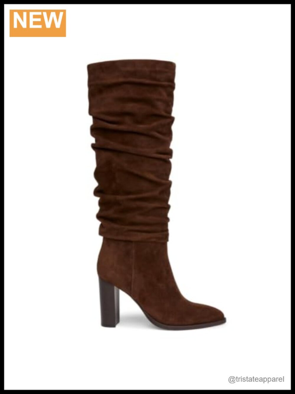 Slouchy Knee High Boots Faux Suede Chunky Heel